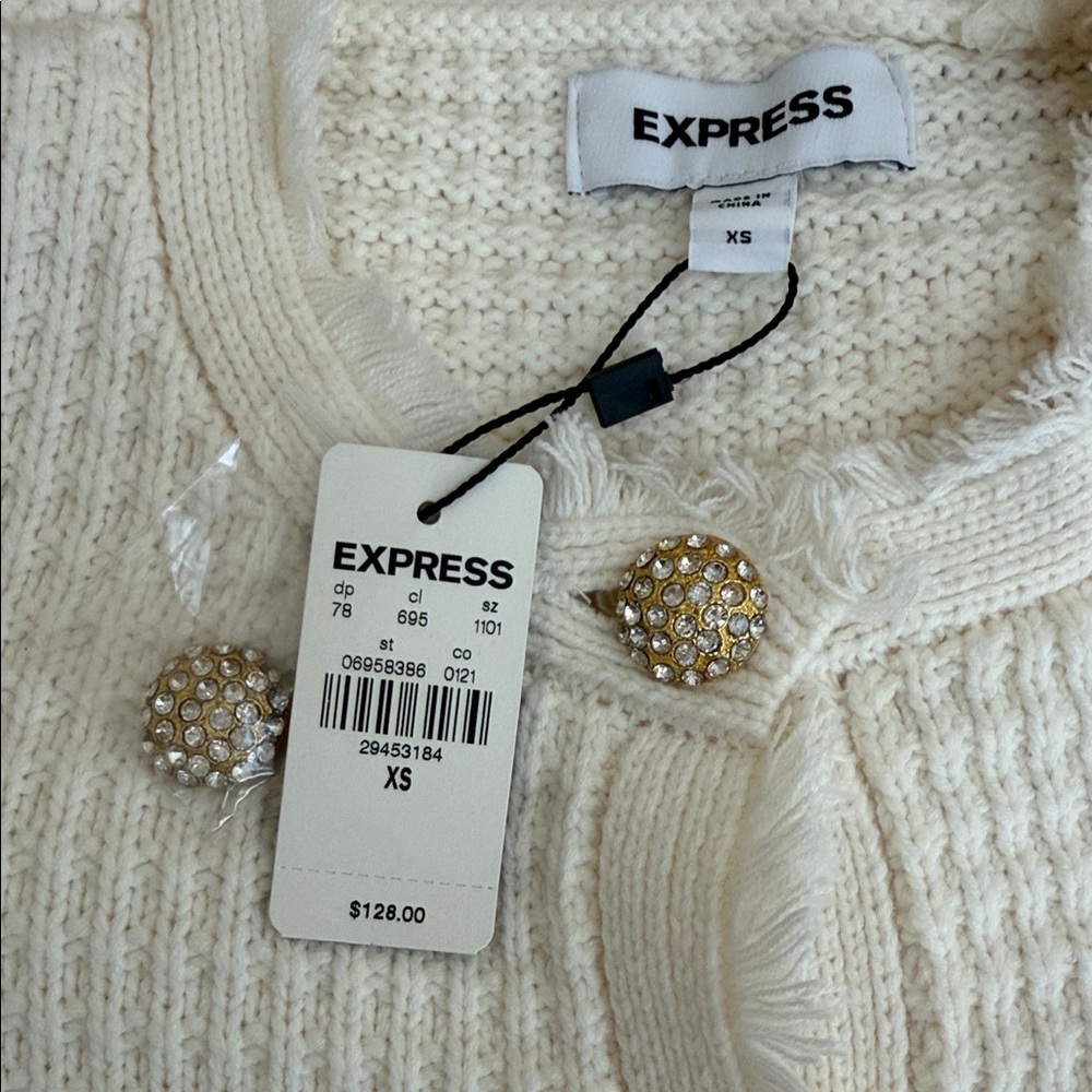 Express Cream Textured Women's Cardigan - Picture 8 of 9